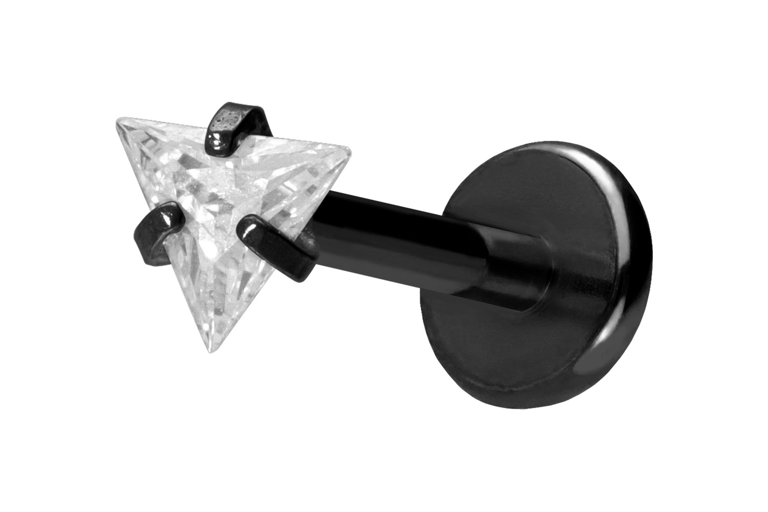 Titan Labret Piercing mit Push Fit EINGEFASSTES KRISTALLDREIECK